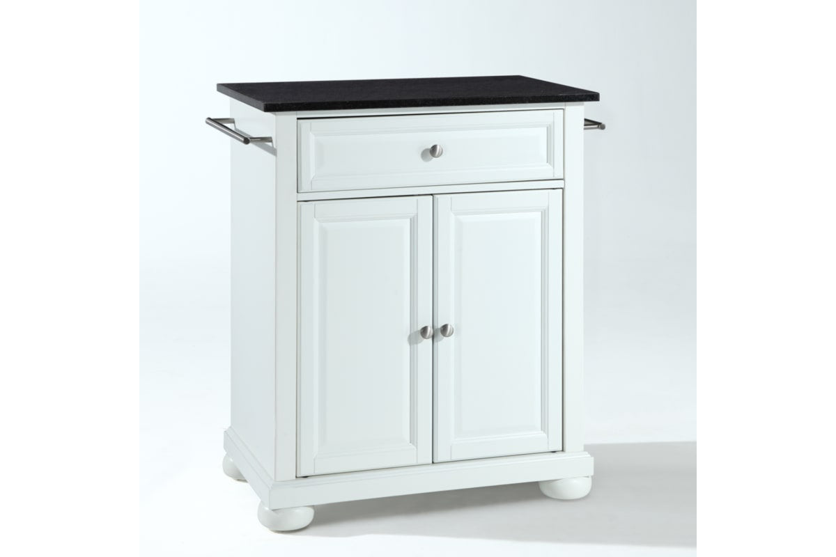 Alexandria Granite Top Portable Kitchen Island/Cart - White & Black Granite