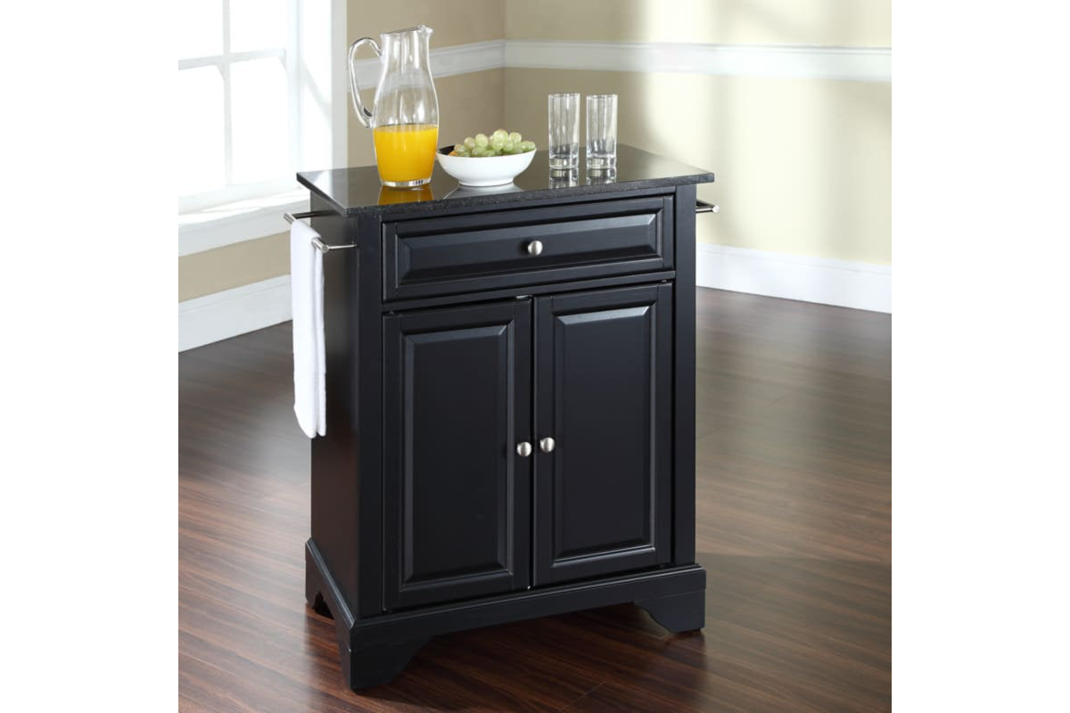 Lafayette Granite Top Portable Kitchen Island/Cart - Black & Black Granite