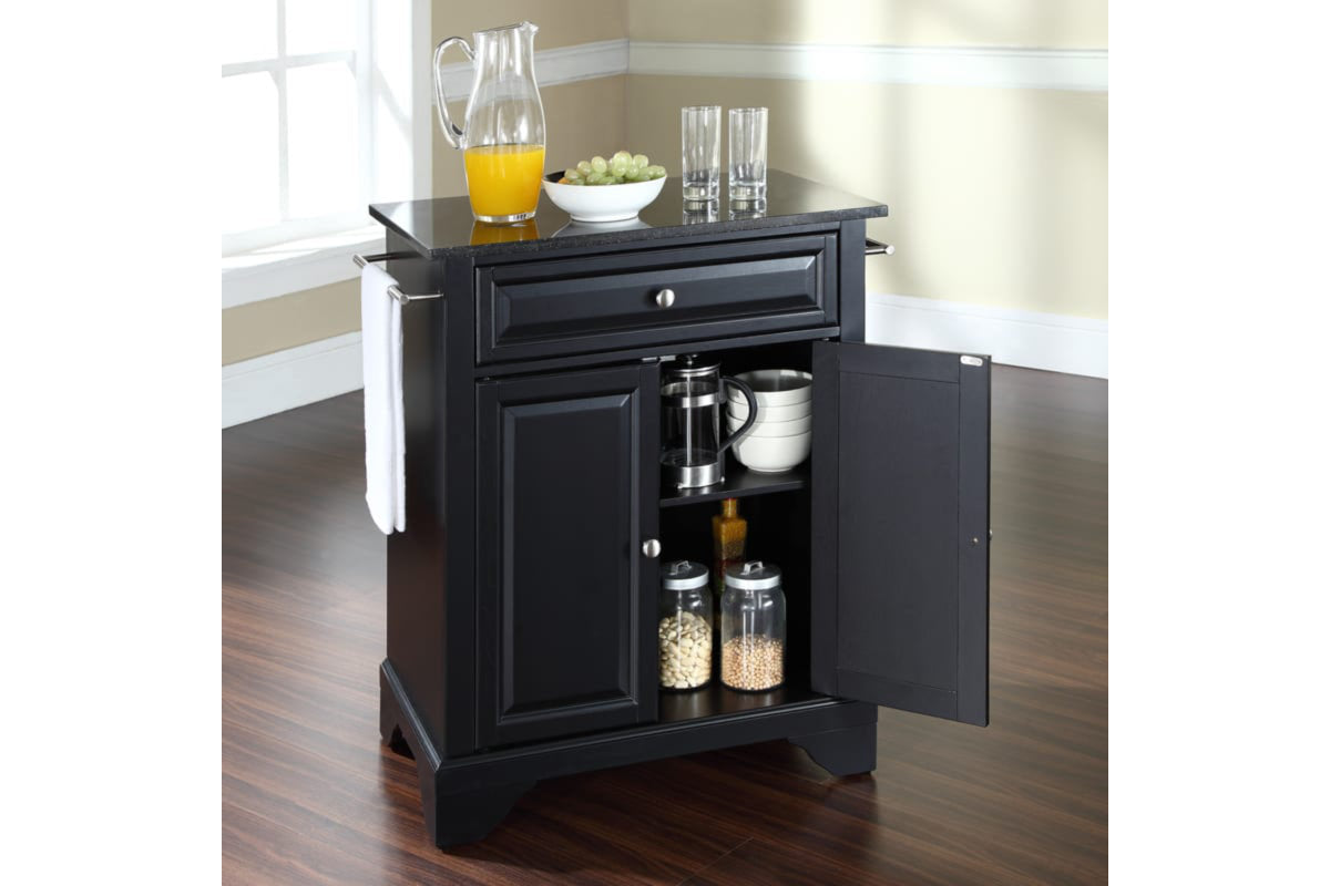 Lafayette Granite Top Portable Kitchen Island/Cart - Black & Black Granite