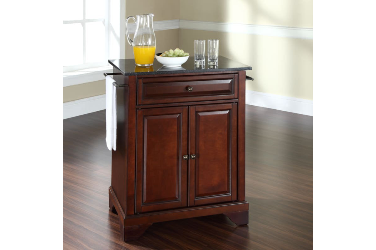 Lafayette Granite Top Portable Kitchen Island/Cart - Mahogany & Black Granite