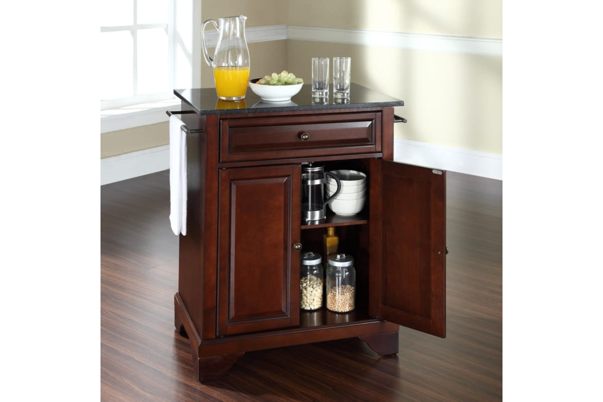 Lafayette Granite Top Portable Kitchen Island/Cart - Mahogany & Black Granite