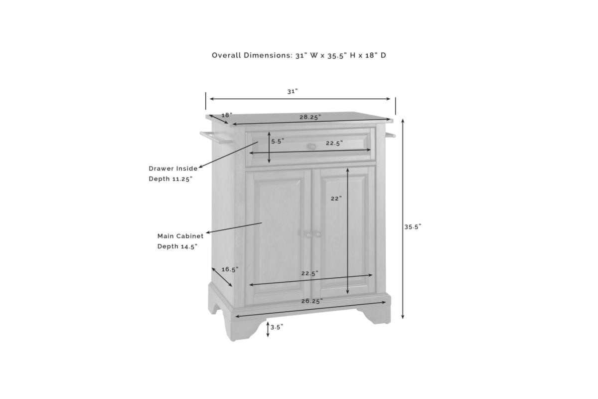 Lafayette Granite Top Portable Kitchen Island/Cart - Mahogany & Black Granite