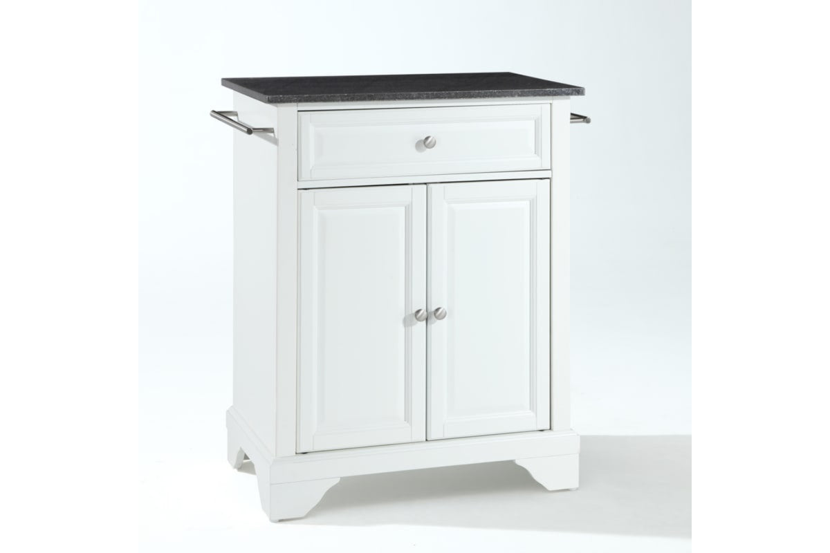 Lafayette Granite Top Portable Kitchen Island/Cart - White & Black Granite