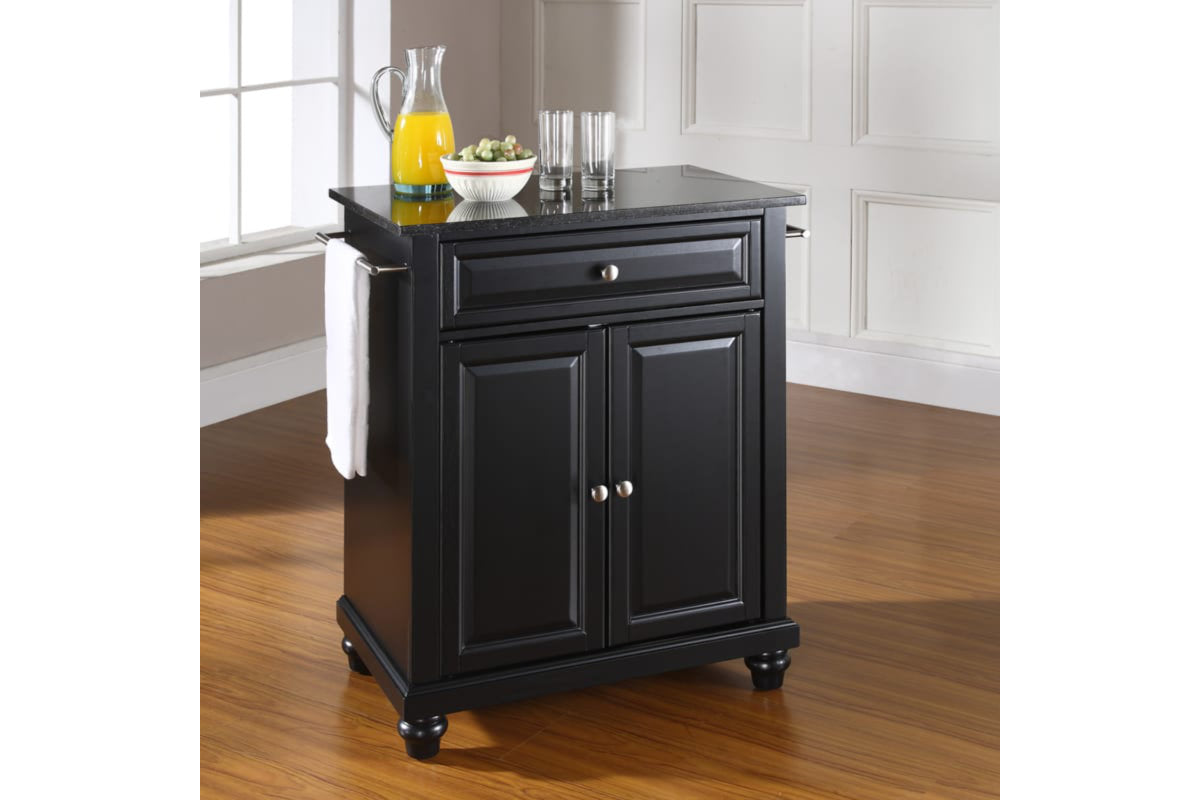 Cambridge Granite Top Portable Kitchen Island/Cart - Black & Black Granite