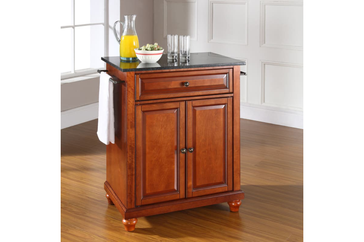 Cambridge Granite Top Portable Kitchen Island/Cart - Cherry & Black Granite