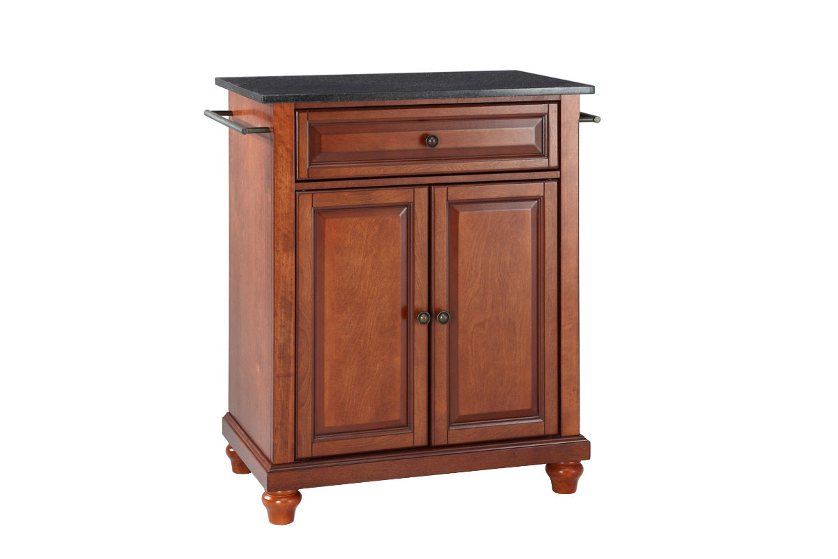 Cambridge Granite Top Portable Kitchen Island/Cart - Cherry & Black Granite