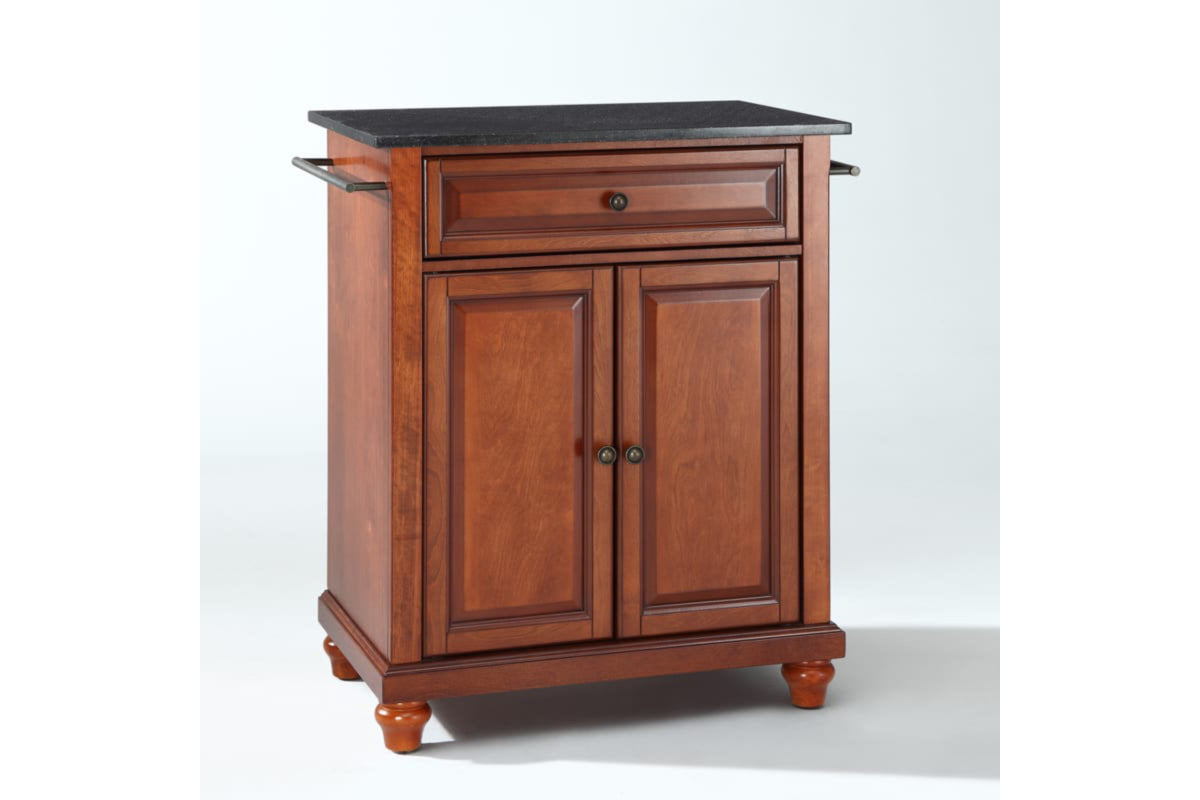 Cambridge Granite Top Portable Kitchen Island/Cart - Cherry & Black Granite