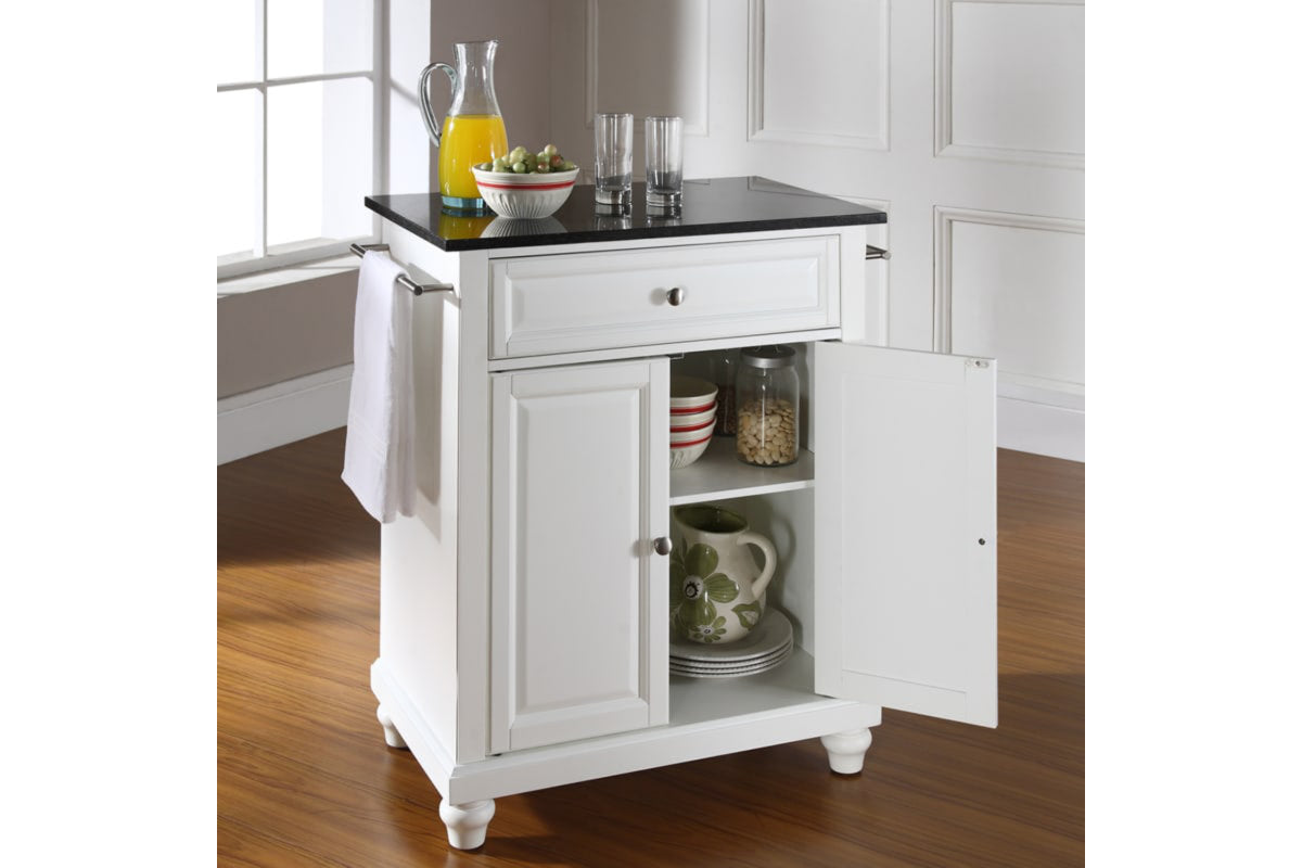 Cambridge Granite Top Portable Kitchen Island/Cart - White & Black Granite