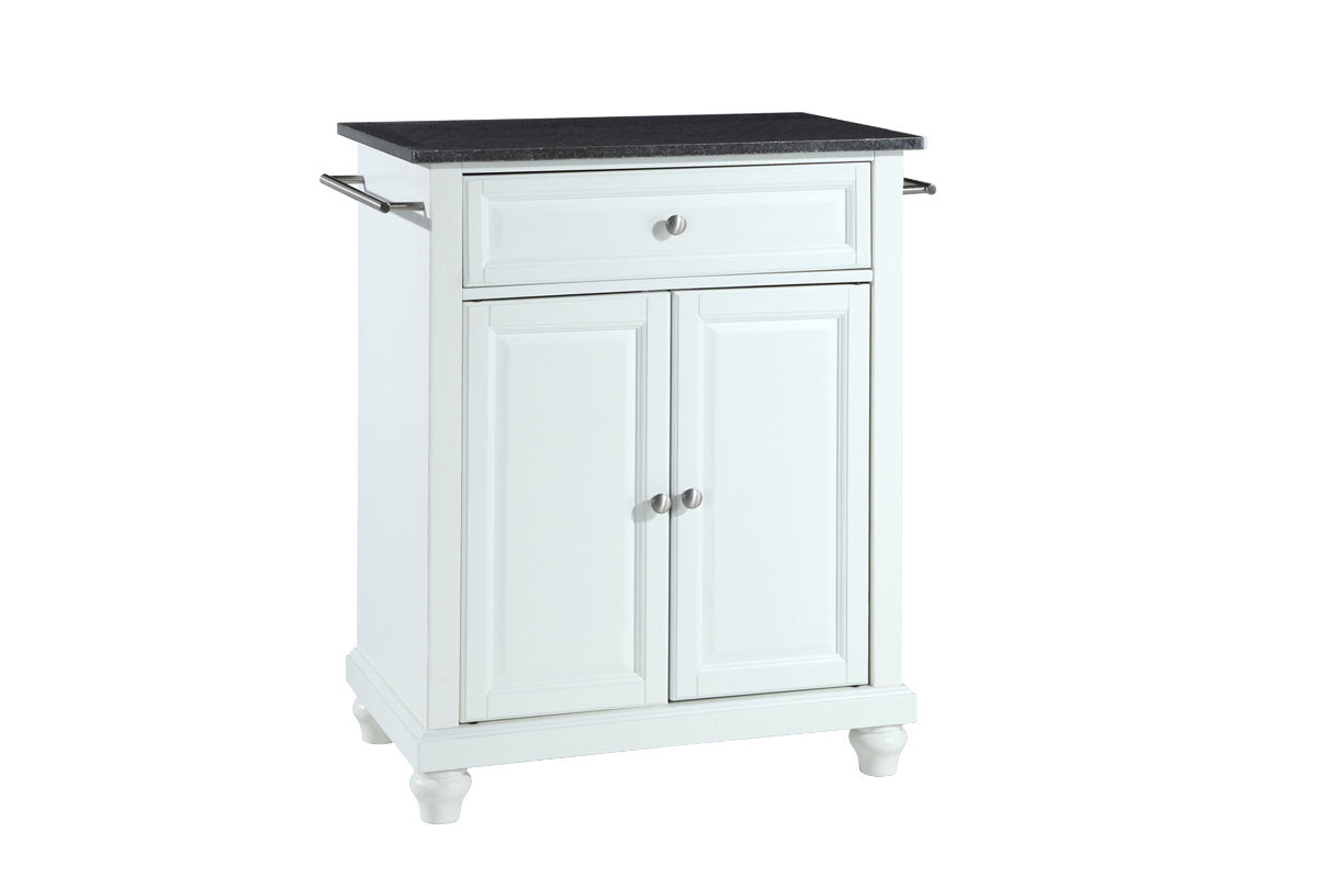 Cambridge Granite Top Portable Kitchen Island/Cart - White & Black Granite