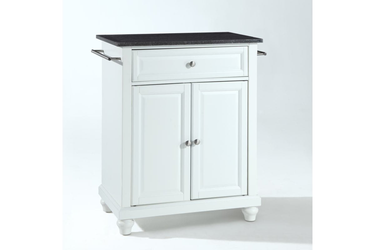 Cambridge Granite Top Portable Kitchen Island/Cart - White & Black Granite