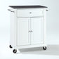 Compact Granite Top Kitchen Cart - White & Black Granite