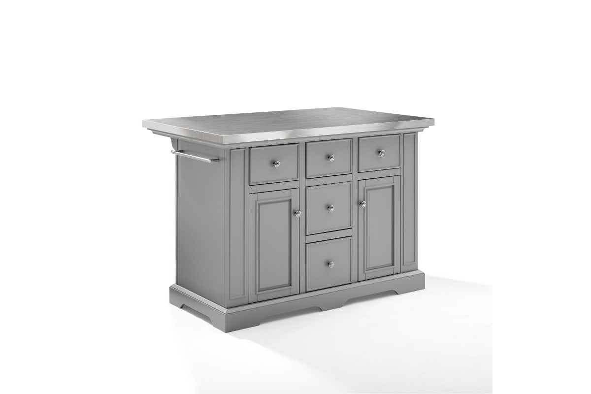 Julia Stainless Steel Top Kitchen Island - Gray