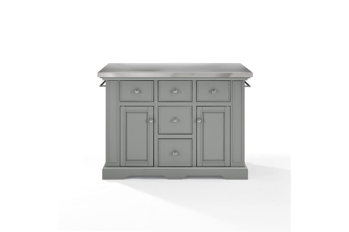 Julia Stainless Steel Top Kitchen Island - Gray