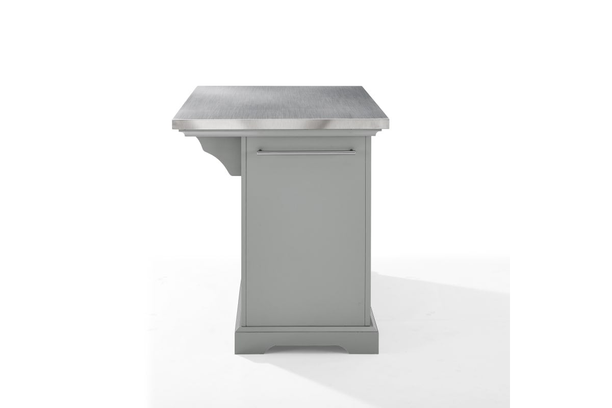 Julia Stainless Steel Top Kitchen Island - Gray