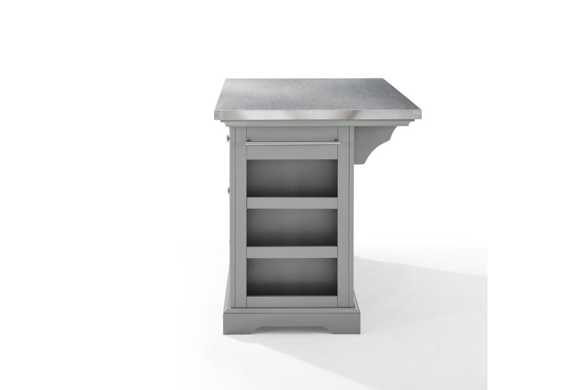 Julia Stainless Steel Top Kitchen Island - Gray