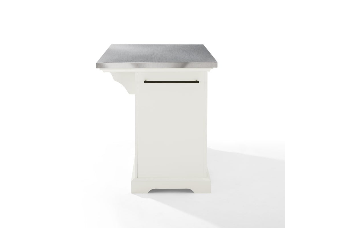 Julia Stainless Steel Top Kitchen Island - White