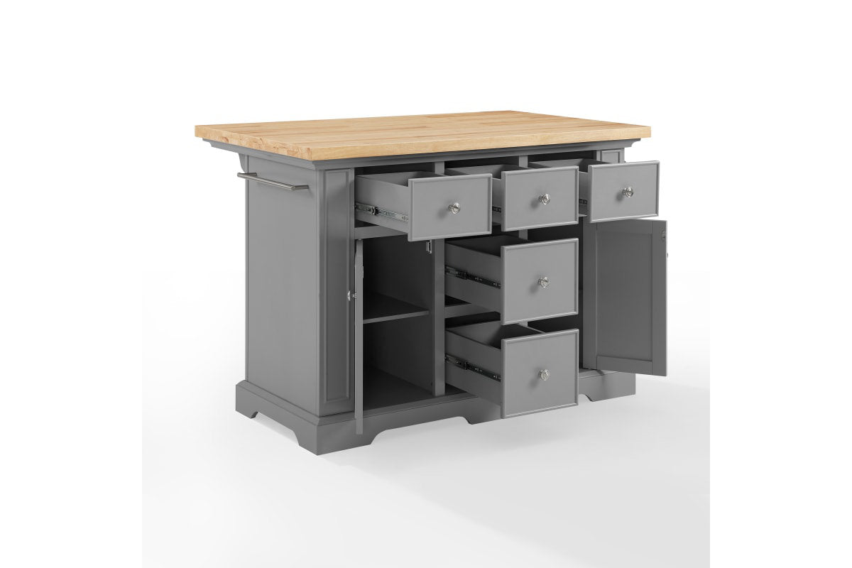 Julia Wood Top Kitchen Island - Gray & Natural