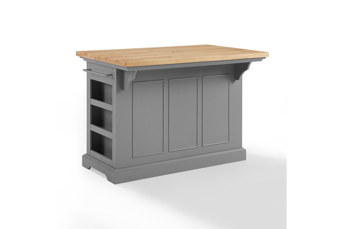 Julia Wood Top Kitchen Island - Gray & Natural