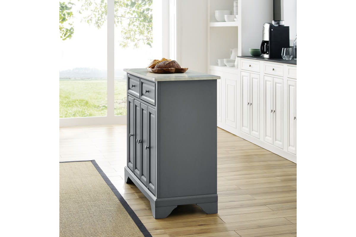 Avery Kitchen Island - Gray & White Marble