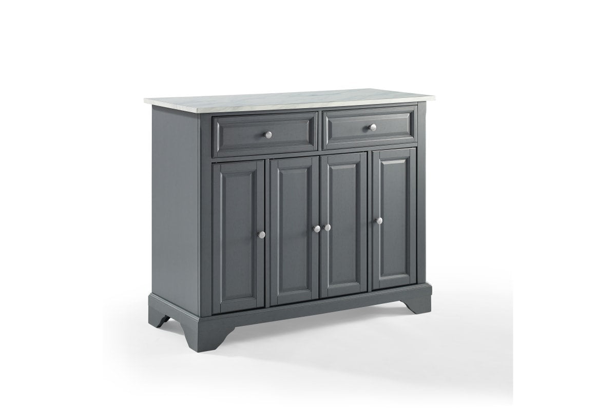 Avery Kitchen Island - Gray & White Marble