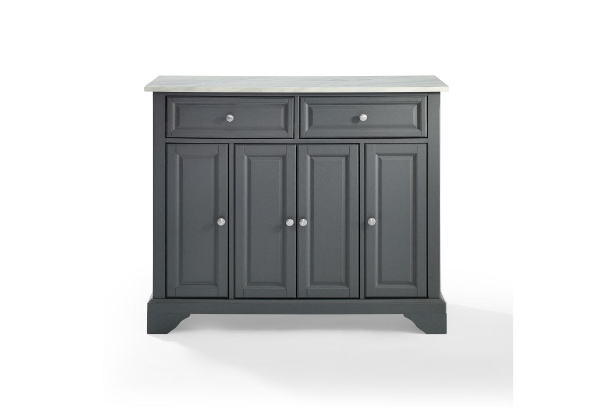 Avery Kitchen Island - Gray & White Marble