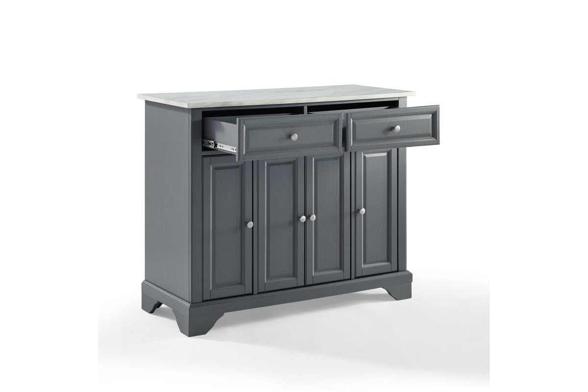 Avery Kitchen Island - Gray & White Marble