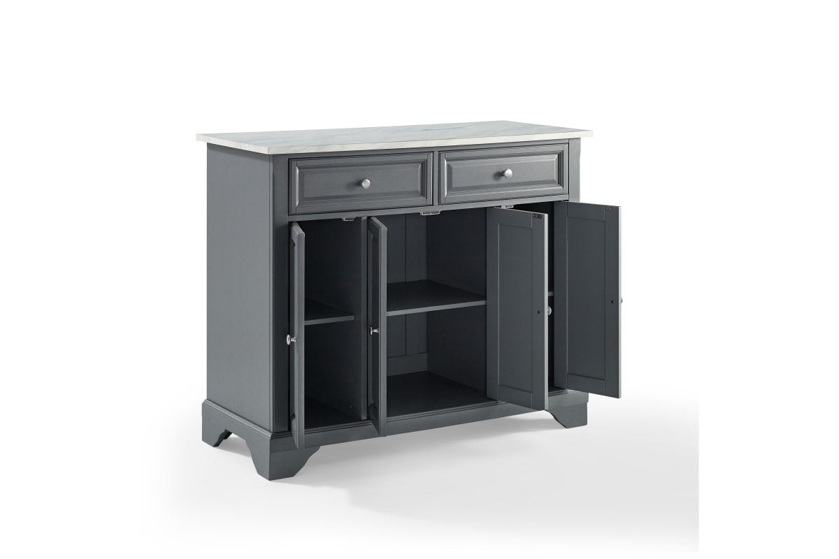 Avery Kitchen Island - Gray & White Marble