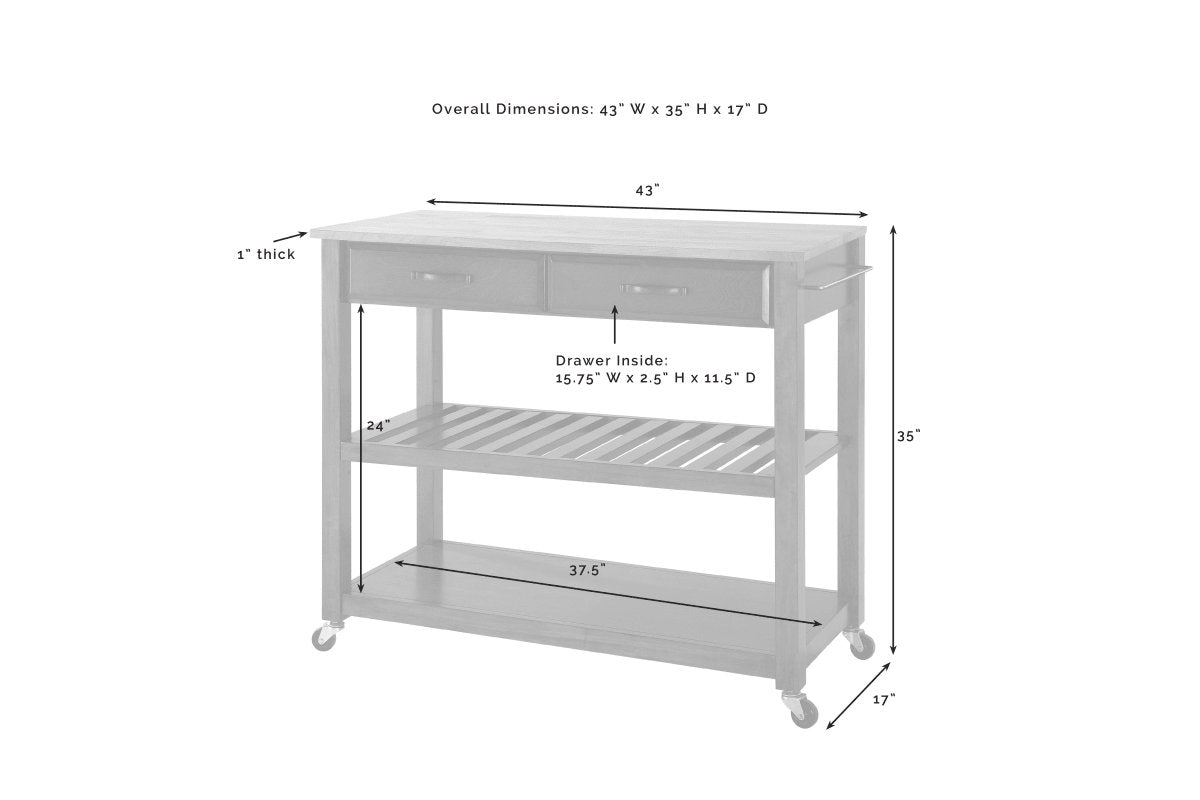 Wood Top Kitchen Prep Cart W/Uph Saddle Stools - Black & Natural