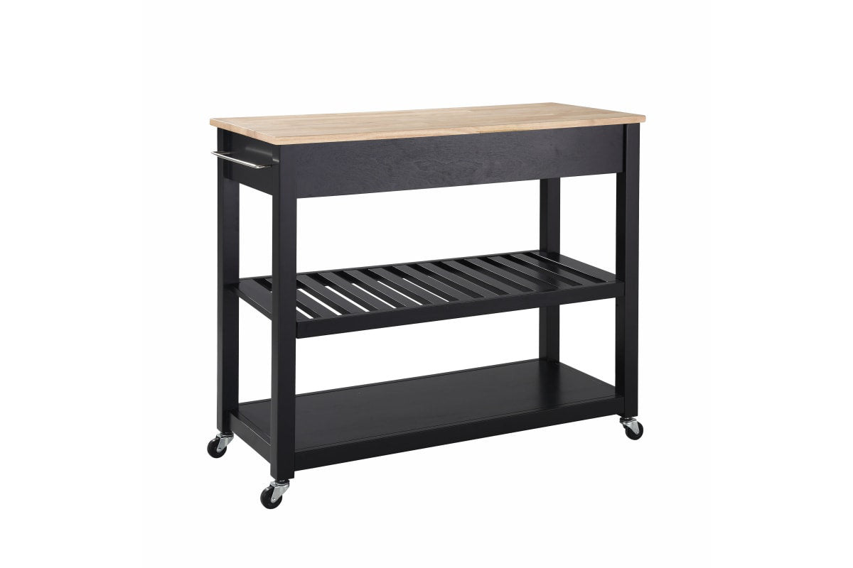 Wood Top Kitchen Prep Cart - Black & Natural