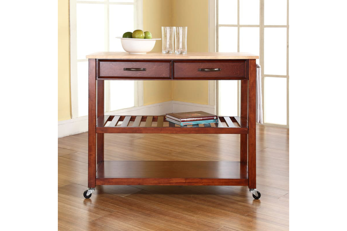 Wood Top Kitchen Prep Cart - Cherry & Natural