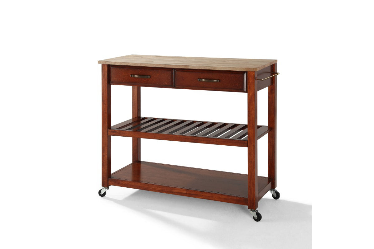 Wood Top Kitchen Prep Cart - Cherry & Natural