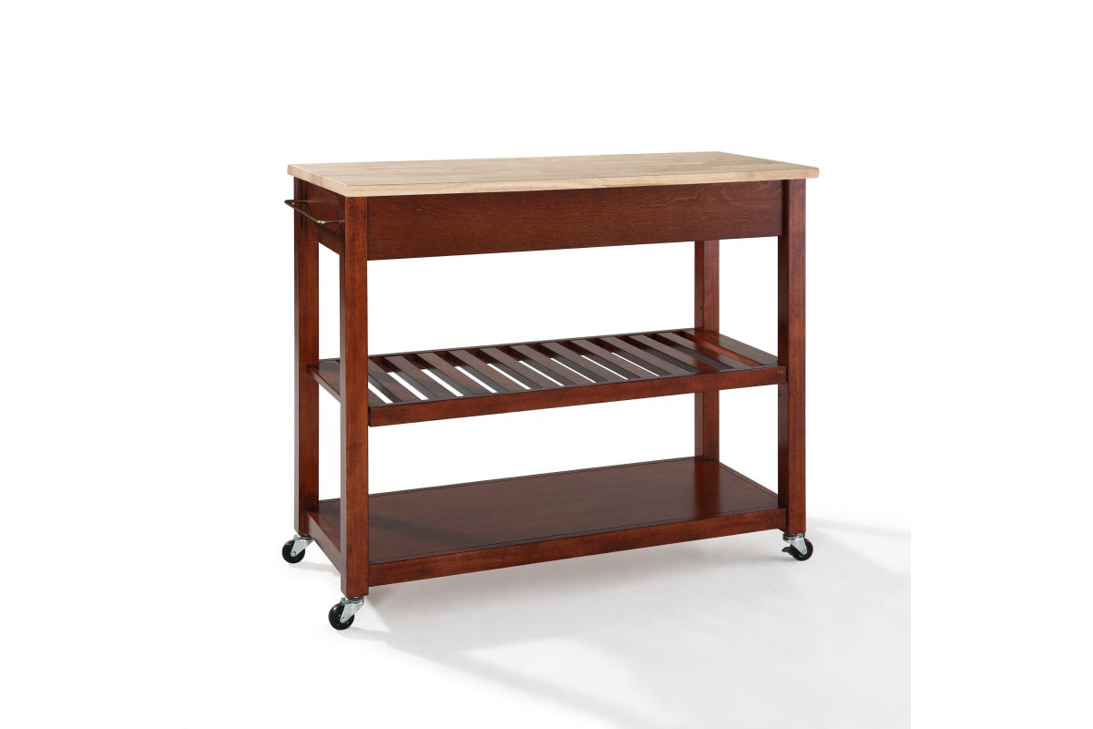 Wood Top Kitchen Prep Cart - Cherry & Natural