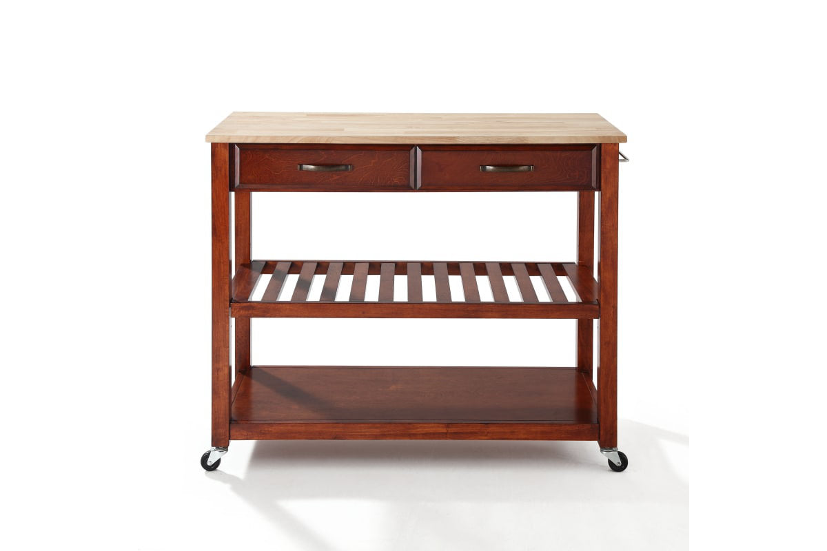 Wood Top Kitchen Prep Cart - Cherry & Natural