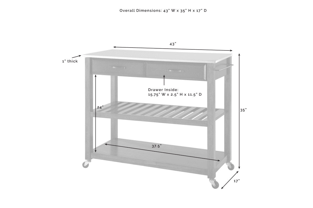 Stainless Steel Top Kitchen Prep Cart W/Uph Saddle Stools - Black