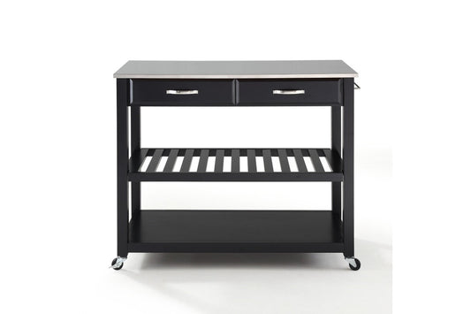 Stainless Steel Top Kitchen Prep Cart - Black