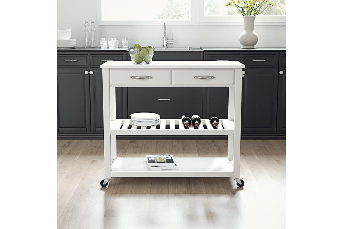 Granite Top Kitchen Prep Cart - White - & White Granite