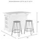 Julia Stainless Steel Top Island W/Ava Stools - White