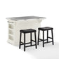 Julia Stainless Steel Top Island W/Uph Saddle Stools - White