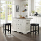 Julia Stainless Steel Top Island W/Uph Square Stools - White