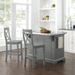 Julia Stainless Steel Top Island W/X-Back Stools - Gray