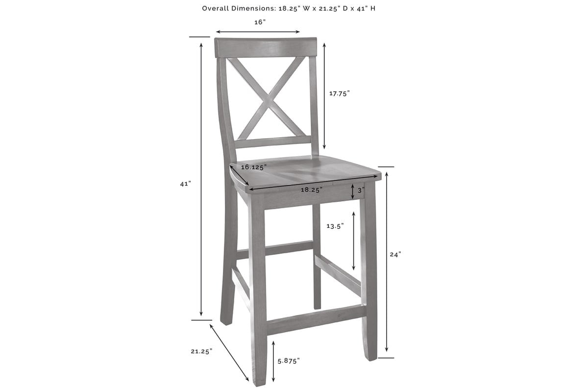 Julia Stainless Steel Top Island W/X-Back Stools - Gray