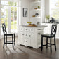 Julia Stainless Steel Top Island W/X-Back Stools - White & Black Stools