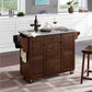 Eleanor Granite Top Kitchen Cart - Mahogany & Gray Granite