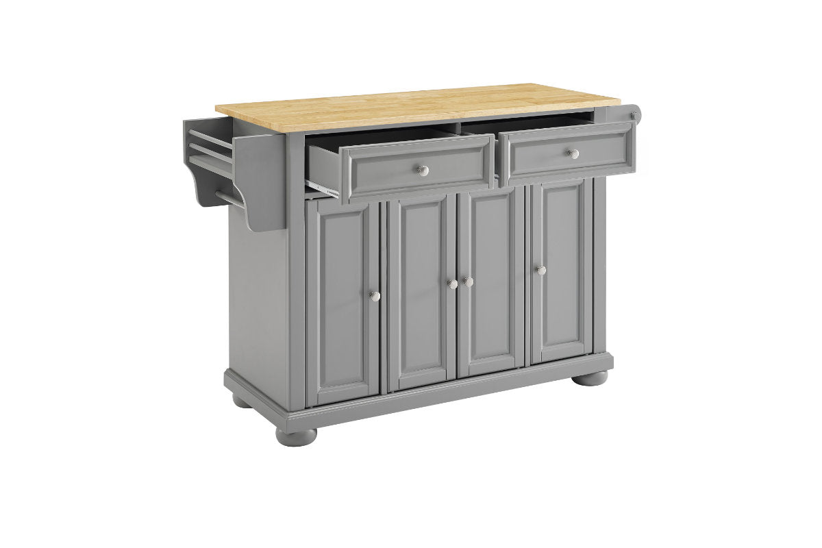 Alexandria Wood Top Kitchen Island/Cart - Gray & Natural