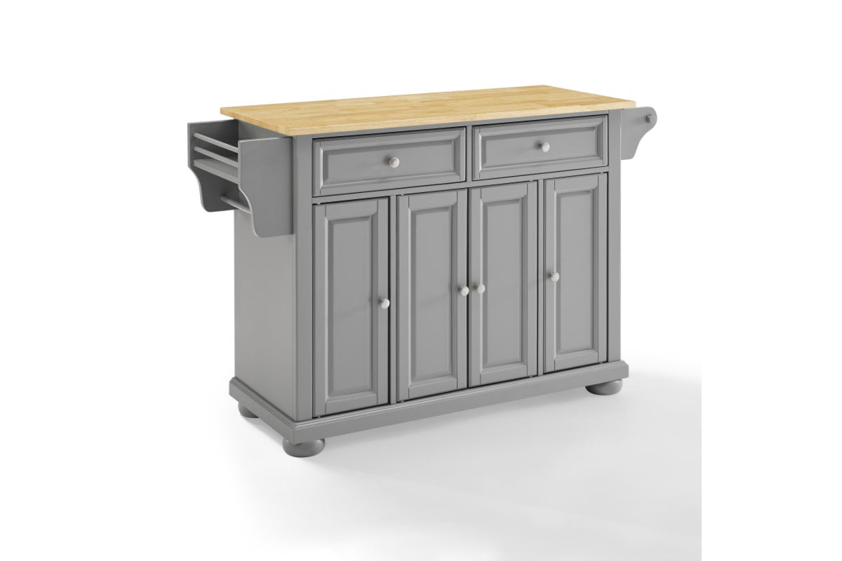 Alexandria Wood Top Kitchen Island/Cart - Gray & Natural