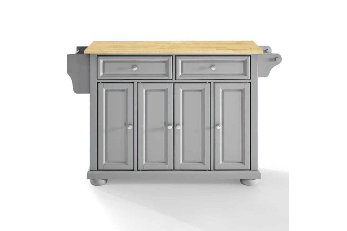 Alexandria Wood Top Kitchen Island/Cart - Gray & Natural