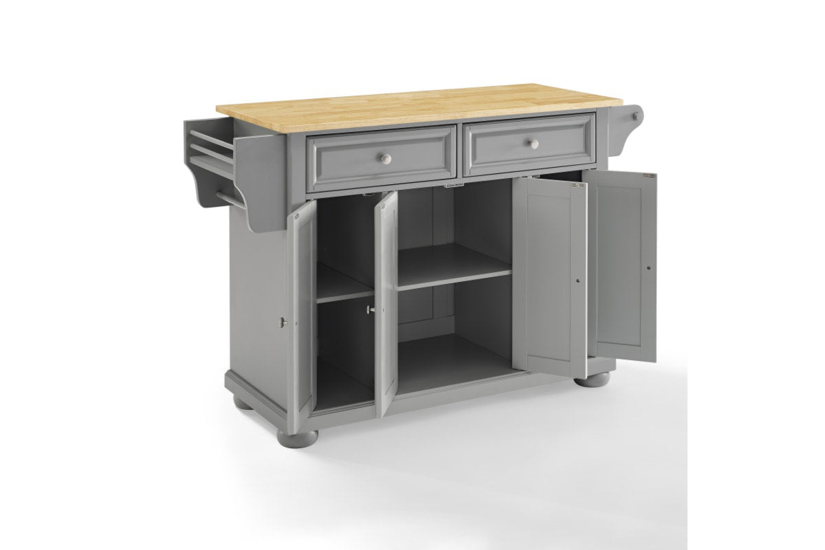 Alexandria Wood Top Kitchen Island/Cart - Gray & Natural