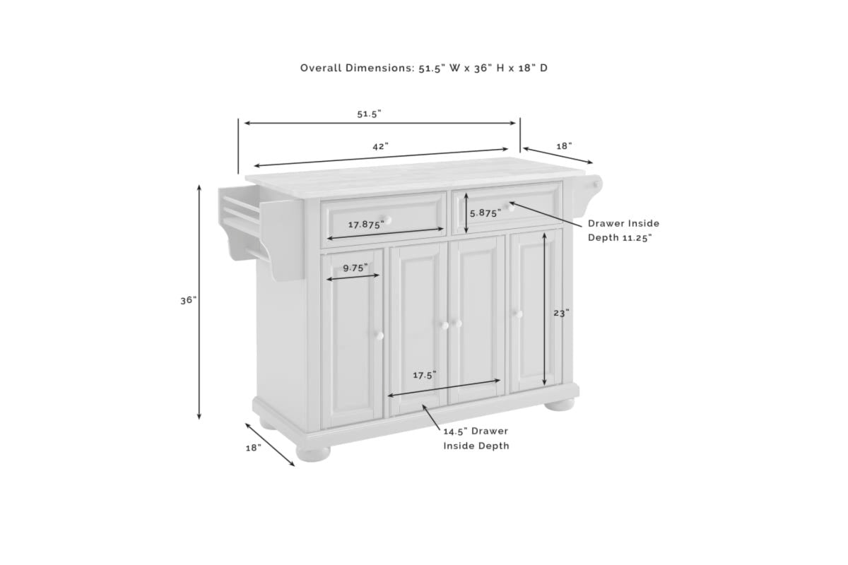 Alexandria Wood Top Kitchen Island/Cart - Gray & Natural