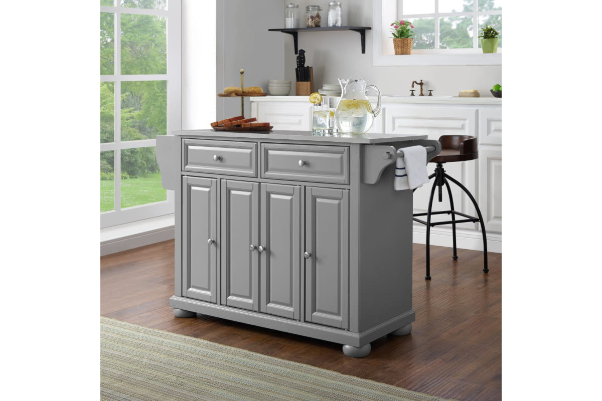 Alexandria Stainless Steel Top Kitchen Island/Cart - Gray