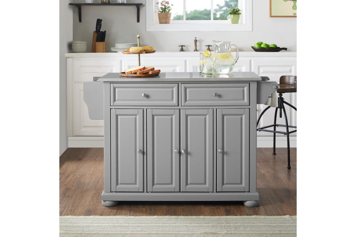 Alexandria Stainless Steel Top Kitchen Island/Cart - Gray